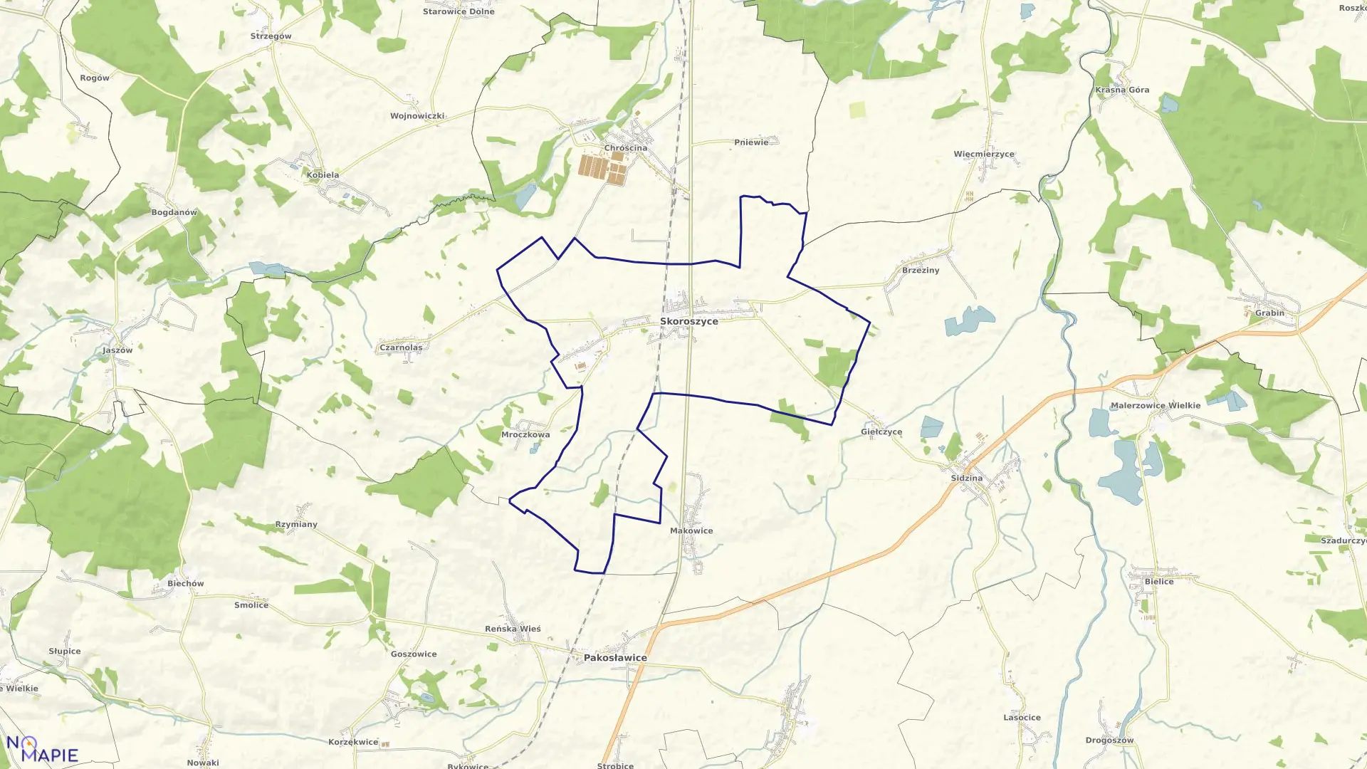 Mapa obrębu SKOROSZYCE w gminie Skoroszyce