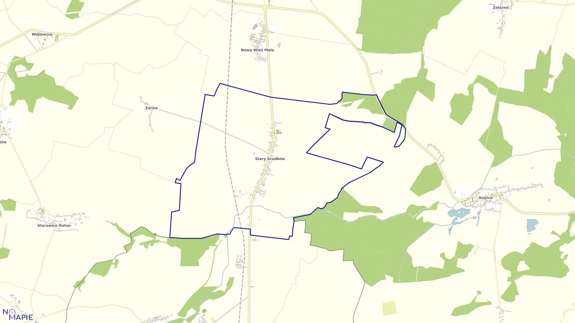 Mapa obrębu STARY GRODKÓW w gminie Skoroszyce